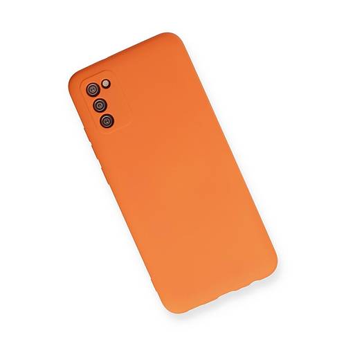 Galaxy A02S K�l�f Nano i�i Kadife Silikon - Turuncu