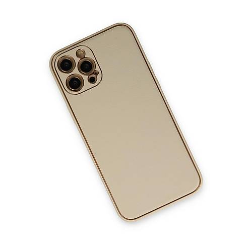 iPhone 12 Pro K�l�f Coco Deri Silikon Kapak - Gold