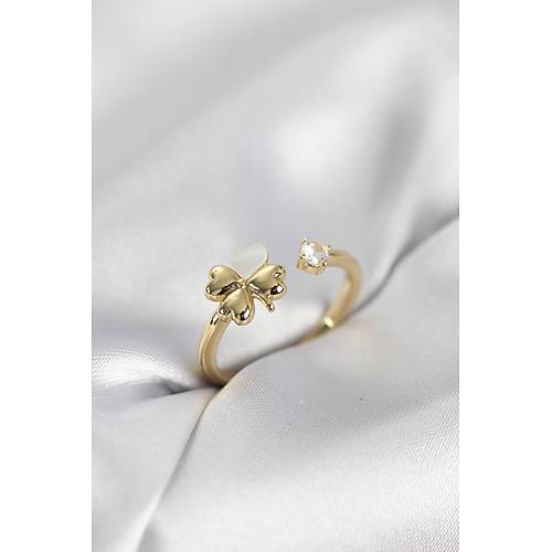 Gold Renk Yonca Model Sedefli Kad�n Y�z�k