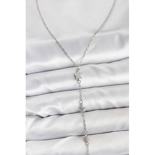 316L �elik Zincir G�m�� Renkli Y�ld�z Model Kad�n Y Kolye