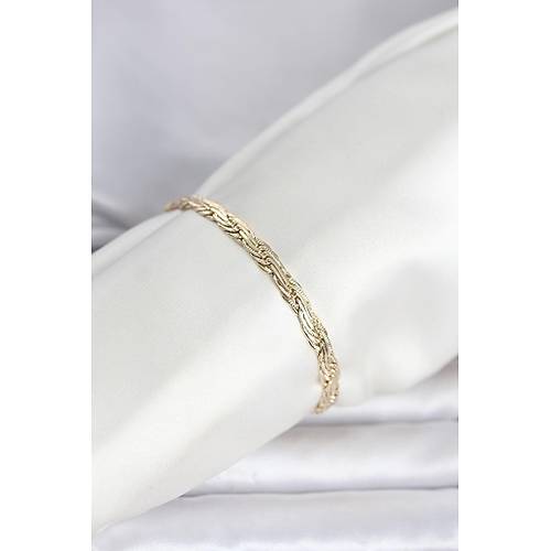 CM 14K Gold Renk Ezme Sarmal Zincir Model Kad�n Bileklik