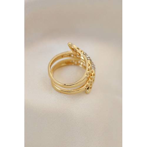 Ayarlamal� Alt�n Renk Metal Zirkon Ta�l� Y�z�k