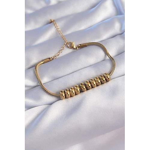 316L �elik Gold Renk Oval Fig�rl� Bileklik