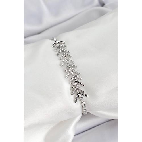 Pirin� G�m�� Renk Zirkon Ta�l� Bal�k S�rt� Kad�n Bileklik