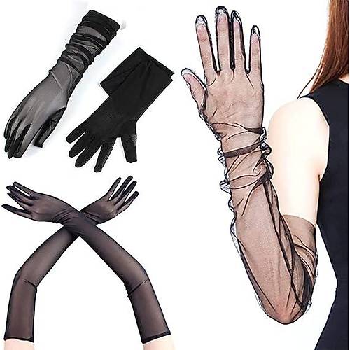 Uzun Boy Likral� Siyah Renk Yeti�kin Mega T�l Eldiven 53 cm