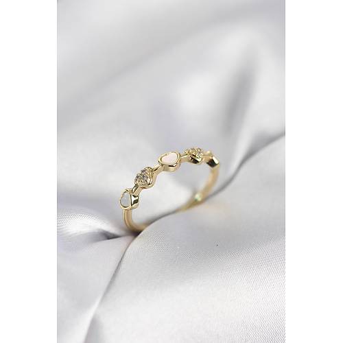 Gold Renk Minimal Kalp Model Zirkon Ta�l� Pirin� Kad�n Y�z�k