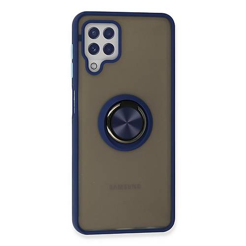 Galaxy A22 K�l�f Montreal Y�z�kl� Silikon Kapak - Lacivert