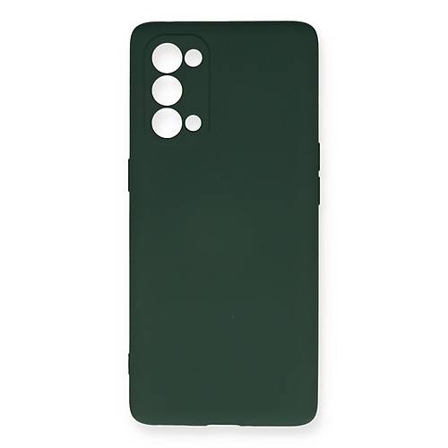 Reno 5 Pro K�l�f Nano i�i Kadife Silikon - Koyu Ye�il