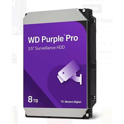 8 TB WD 3.5 PURPLE PRO SATA3 7200RPM 256MB 7/24 GUVENLIK WD8002PURP (3 YIL RESMI DIST GARANTILI)