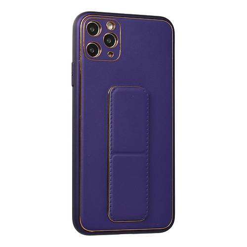 iPhone 11 Pro Max K�l�f Coco Deri Standl� Kapak - Mor