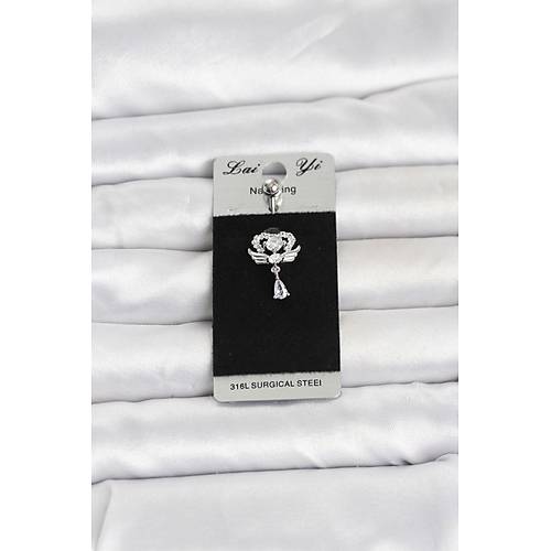 316L Cerrahi �elik Zirkon Ta�l� Kanatl� Model G�bek Piercing