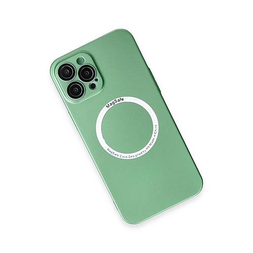 iPhone 12 Pro K�l�f Jack Magneticsafe Lens Silikon - Ye�il