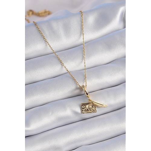 316L �elik Gold Renk Kalp Detay Mektup Fig�r Charm Model Kad�n Kolye