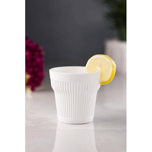 Akrilik Beyaz Tekli K�sa Bardak & Su Me�rubat Kahve Yan� Barda�� 300 ml ( Cam De�ildir )