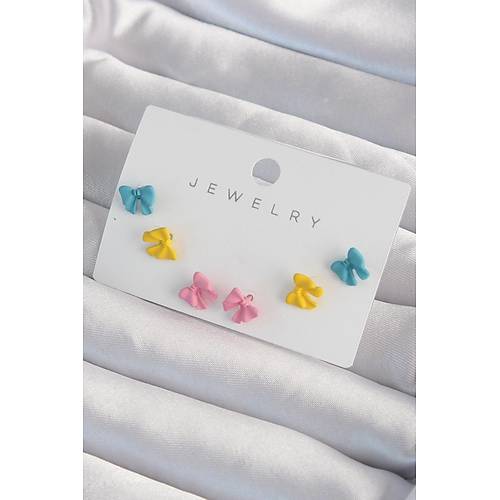 Pirin� Rengarenk Mineli Minimal Fiyonk K�pe Seti