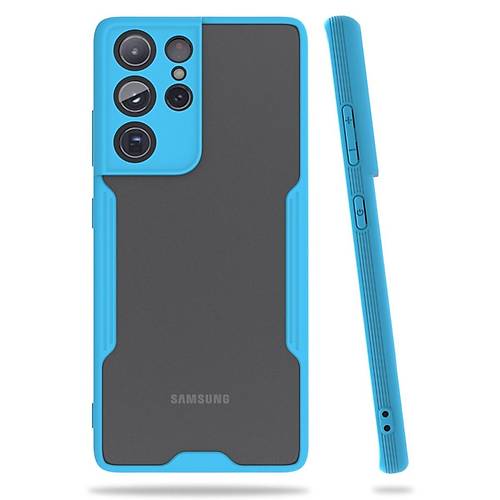 Galaxy S21 Ultra K�l�f Platin Silikon - Mavi