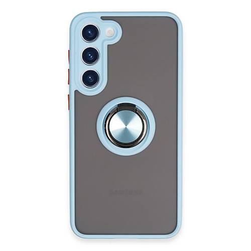 Galaxy S23 Plus K�l�f Montreal Y�z�kl� Silikon Kapak - Buz Mavi