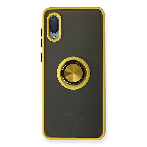Galaxy A02 K�l�f Montreal Y�z�kl� Silikon Kapak - Sar�