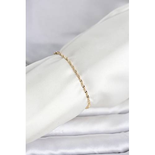 CM 14K Gold Renk Yass� Ezme Burgu Model Kad�n Bileklik