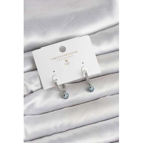 Minimal Nazarl� Model G�m�� Renk Zirkon Ta�l� Kad�n K�pe