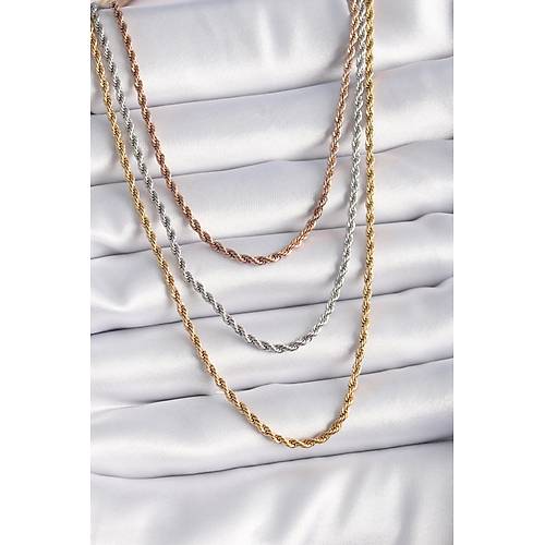 316L �elik Mix Renk Burgu Zincir Model Kad�n Kolye