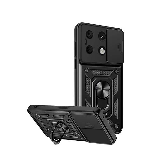 Redmi Note 13 4G K�l�f Pars Lens Y�z�kl� Silikon - Siyah
