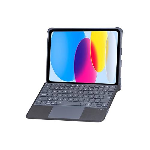 T5508D iPad 2022 10.9 (10.Nesil) K�l�f Palermo Ledli Klavyeli Standl� Tablet K�l�f� - Siyah