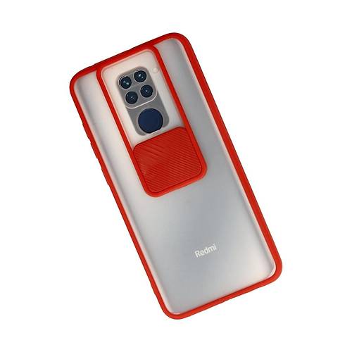 Redmi Note 9 K�l�f Palm Buzlu Kamera S�rg�l� Silikon - K�rm�z�