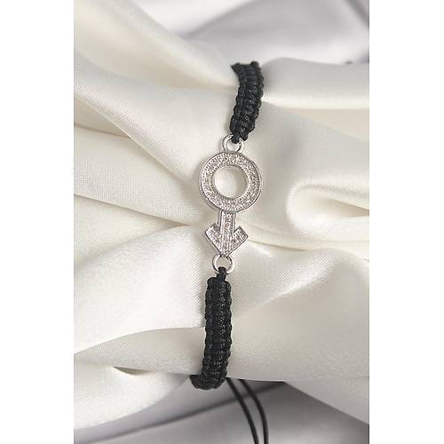 Pirin� G�m�� Renk Zirkon Ta�l� Mars Fig�r Asans�rl� Makrome Model Kad�n Bileklik