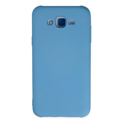 Galaxy J7 K�l�f Nano i�i Kadife Silikon - Mavi