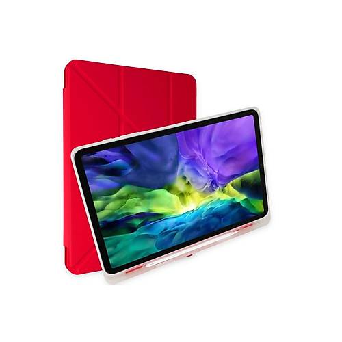 iPad 9.7 (2018) K�l�f Kalemlikli Mars Tablet K�l�f� - K�rm�z�
