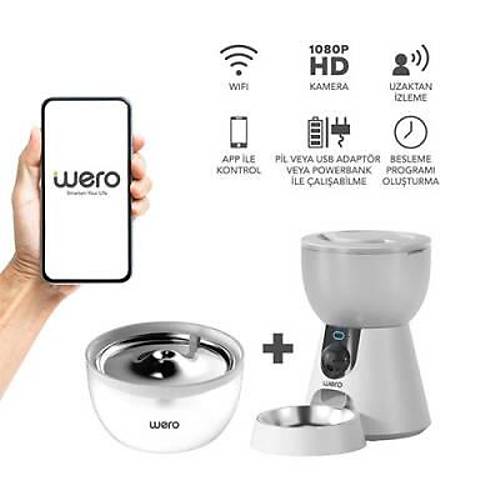 2in1 Kameral�, Wi-Fi Destekli Ak�ll� Otomatik Kedi & K�pek Mama ve Su Kab� Seti