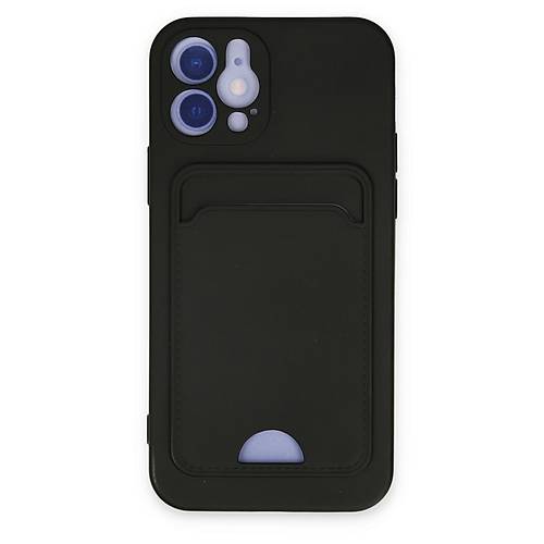 iPhone 12 K�l�f Kelvin Kartvizitli Silikon - Siyah