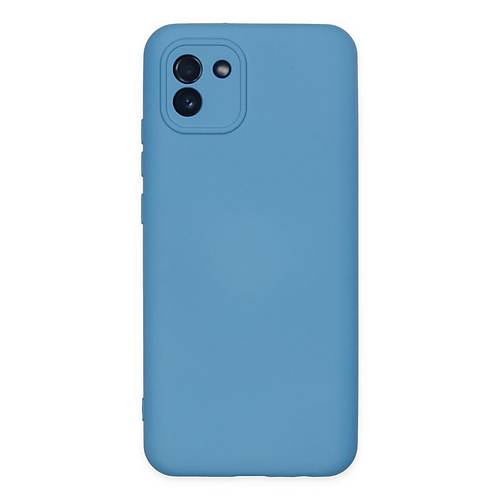 Galaxy A03 K�l�f Nano i�i Kadife Silikon - Mavi