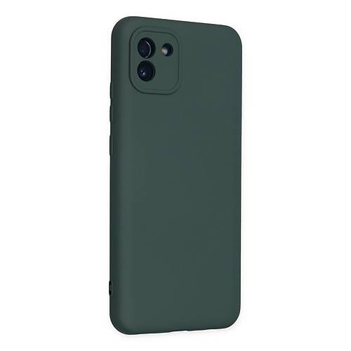 Galaxy A03 K�l�f Nano i�i Kadife Silikon - Koyu Ye�il