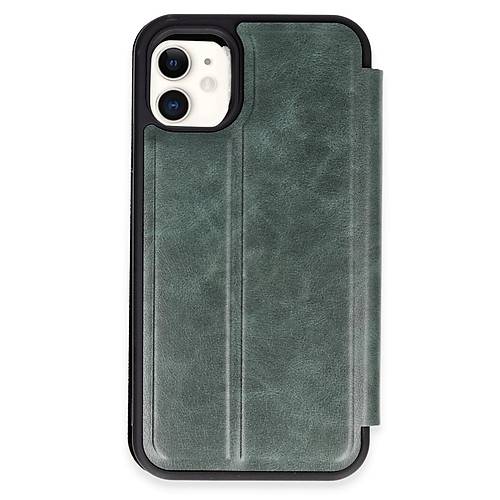 iPhone 11 K�l�f Flip Cover - Koyu Ye�il