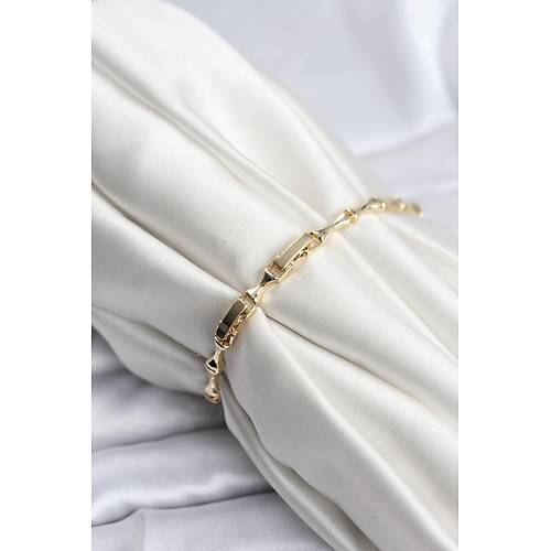 Pirin� Gold Renk VIP Seri �nce Kemik Model Zirkon Ta�l� Kad�n Bileklik