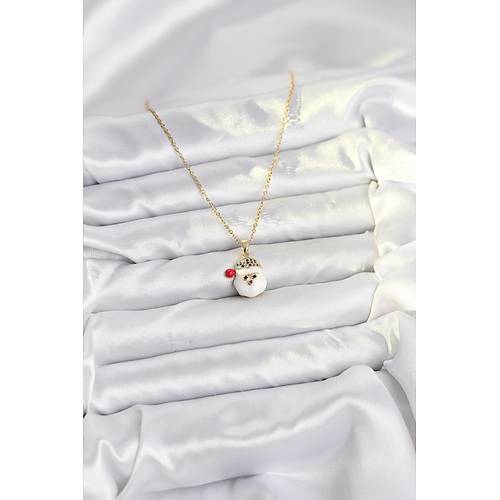 316L �elik Zincir Gold Renk �apkal� Kardan Adam Kafas� Model Y�lba�� Temal� Kad�n Kolye