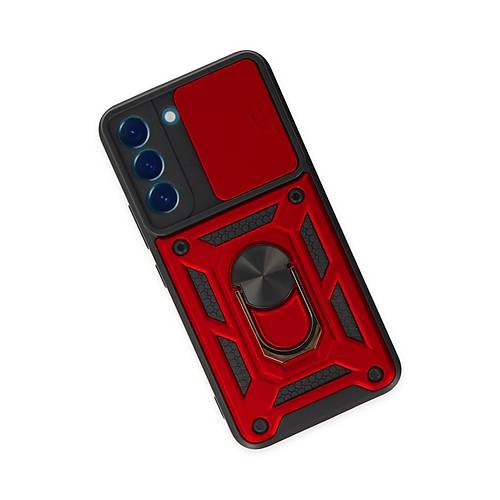 Galaxy S22 K�l�f Pars Lens Y�z�kl� Silikon - K�rm�z�