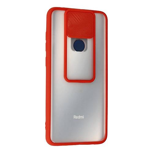 Redmi Note 9 K�l�f Palm Buzlu Kamera S�rg�l� Silikon - K�rm�z�