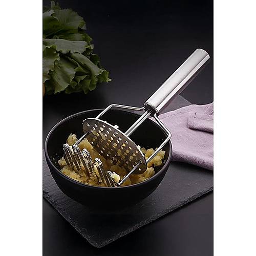 Paslanmaz �elik Sapl� Patates Ezici & Pratik Sebze P�resi Haz�rlama Gereci (23 cm)