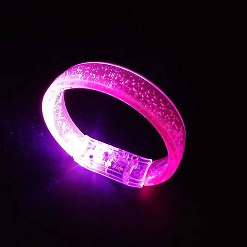 Pembe Led I��kl� Bask� Yap�labilen Pilli Bileklik Bilezik 1,5 cm Geni�lik