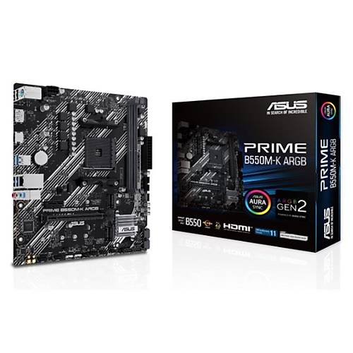 ASUS PRIME B550M-K ARGB DDR4 5100MHZ 1XHDMI 1XDP 2XM.2 USB 3.2 MATX AM4 (AMD AM4 5000/4000 G/3000 SER�S� �LE UYUMLU)