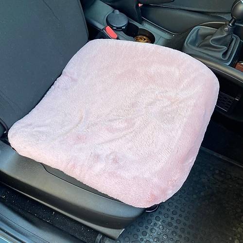 Yumu�ak T�yl� Pelu� Serme Oto Koltuk Koruyucu Minder �n Tekli Pudra Pembe