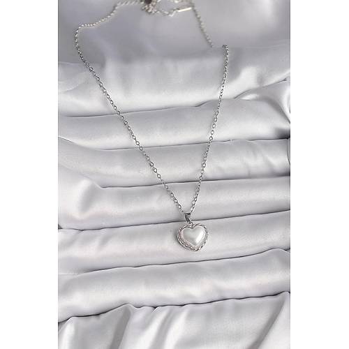 316L �elik G�m�� Renk Zincir 3D �nci Kalp Model Kad�n Kolye