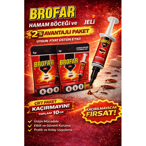 Brofar Jel Hamam B�ce�i ve Kar�nca Jeli 5 gr Etkili Ha�ere �lac� Ev ��i Kullan�m 2 Adet