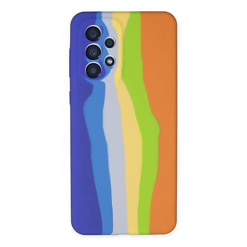 Galaxy A73 5G K�l�f Ebruli Lansman Silikon - Mavi-Turuncu