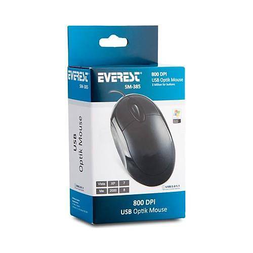 EVEREST SM-385 KABLOLU USB S�YAH 1200DPI OPT�K MOUSE