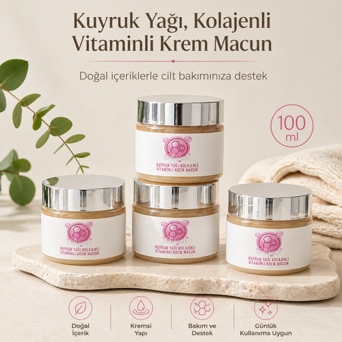 Kuyruk Ya�� ve Kolajen ��erikli Bitkisel Krem Macun 100 ml � Vitamin Destekli Cilt Bak�m Kremi