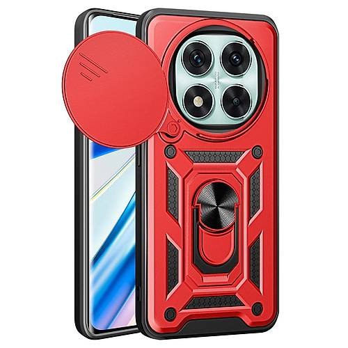 Redmi Note 14 Pro 5G K�l�f Pars Lens Y�z�kl� Silikon - K�rm�z�